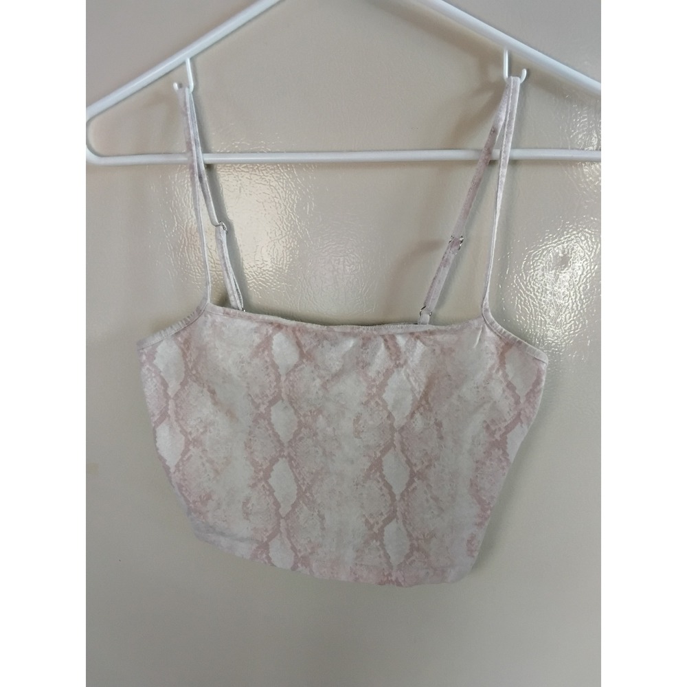 Forever 21 Womens Pink Snakeskin Print Crop Cami Top Adjustable Straps Size Sm